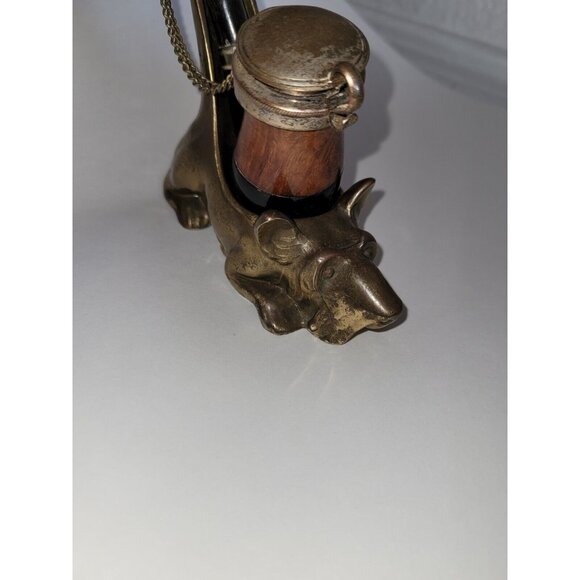 Vintage BRASS Ronson Pipe Rest Holder Scottish Terrier dog With PIPE Complete - Picture 2 of 9